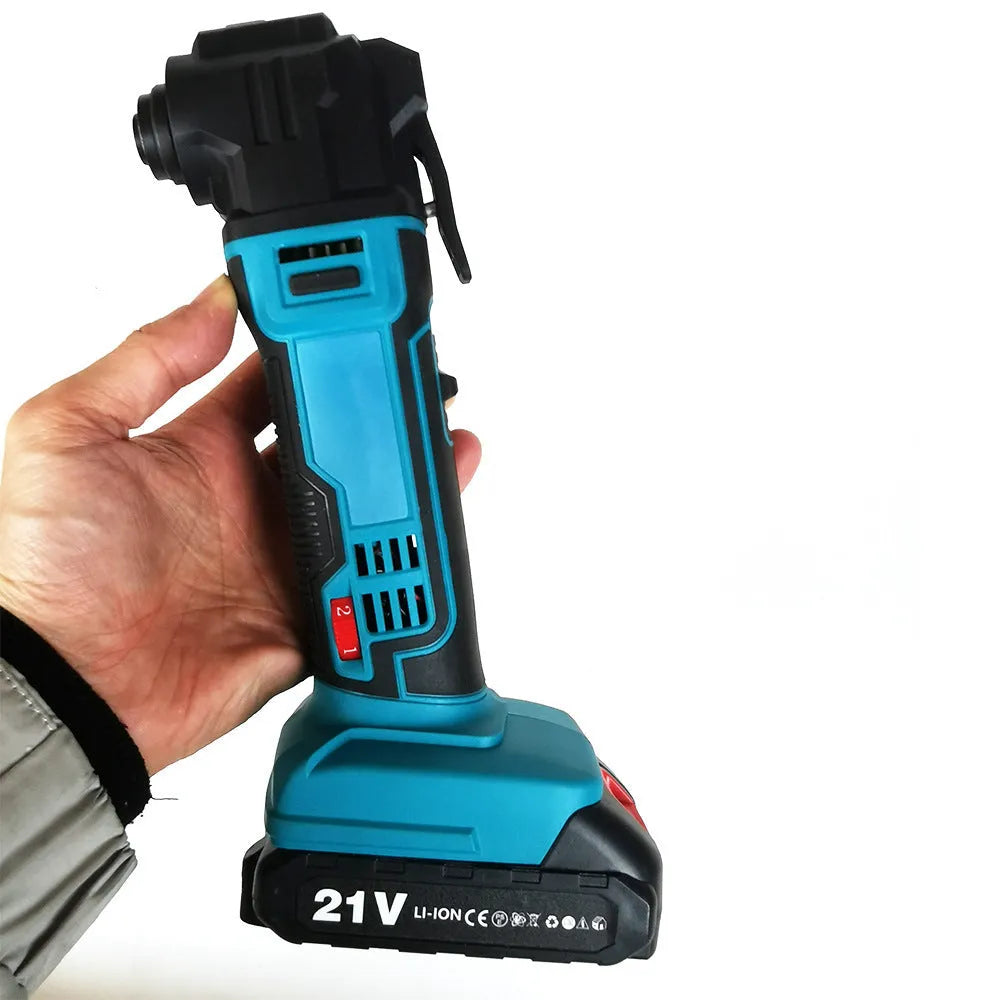 Rechargeable brushless lithium battery trimming machine and plastic storage box with accessories.