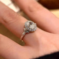 Silver adjustable opening ring with geometric diamond bouquet design for women