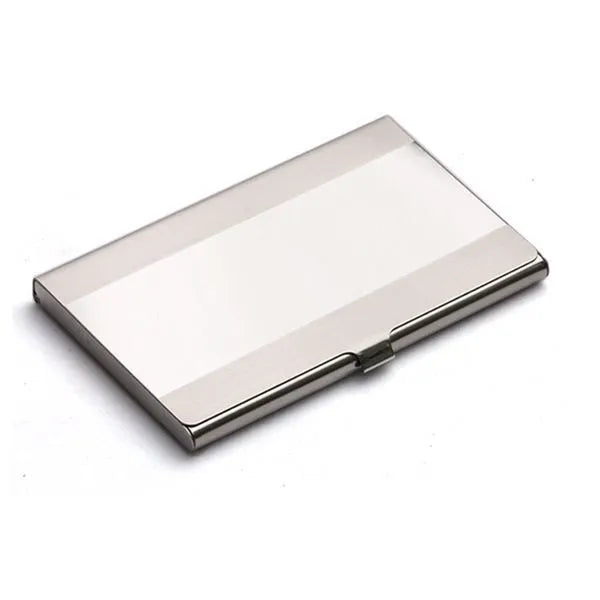304 stainless steel geometric business card case with laser sculpture detailing