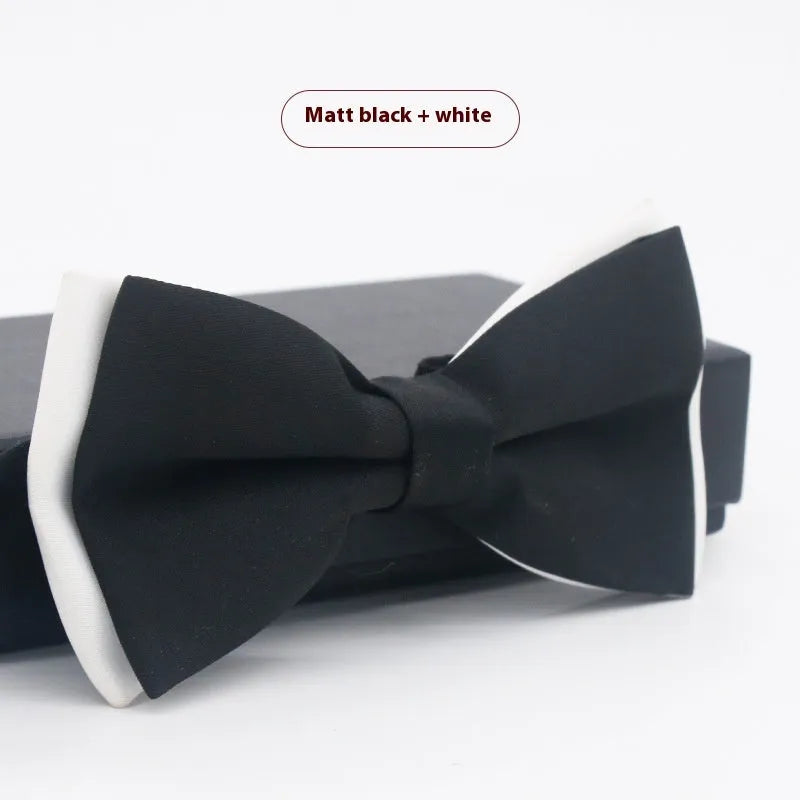 Flat head style bow tie in small plaid pattern measuring 12x6cm for formal wedding and business wear