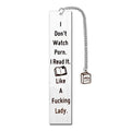 Stainless steel metal bookmark with tassel detail measuring 13cm by 2.6cm in gift box