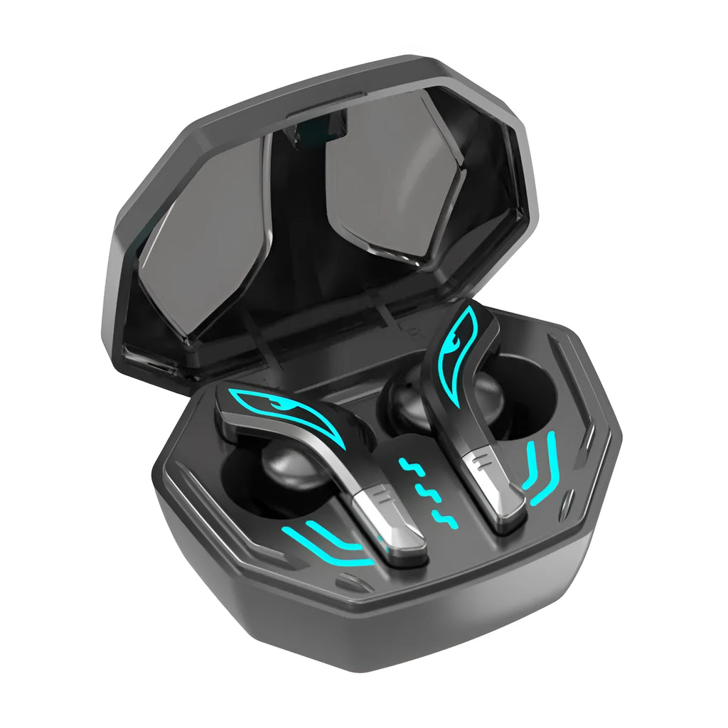 Black X15 wireless in-ear Bluetooth headphones with charging case.