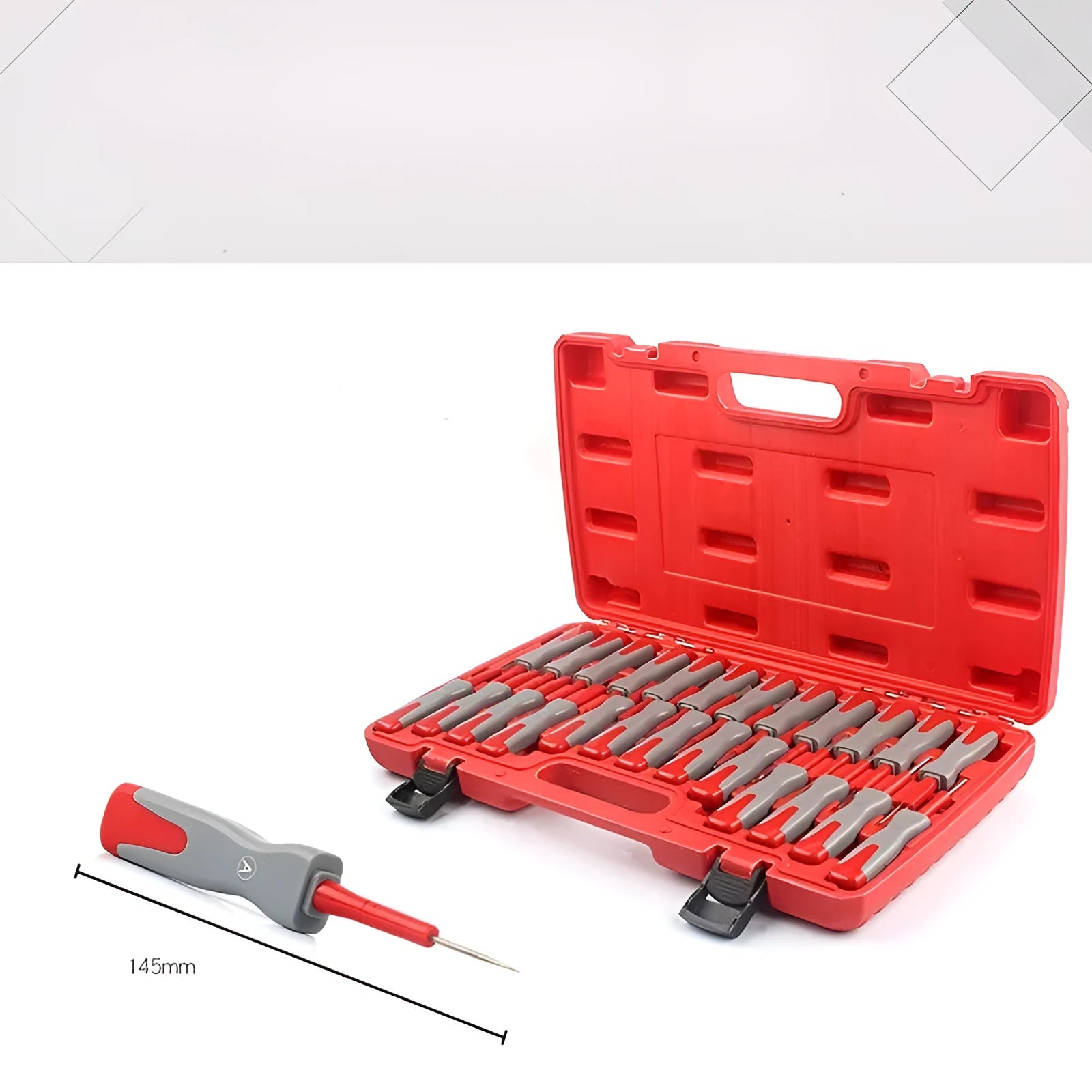 25-piece car terminal removal tool kit in storage case for automotive electrical harness disassembly