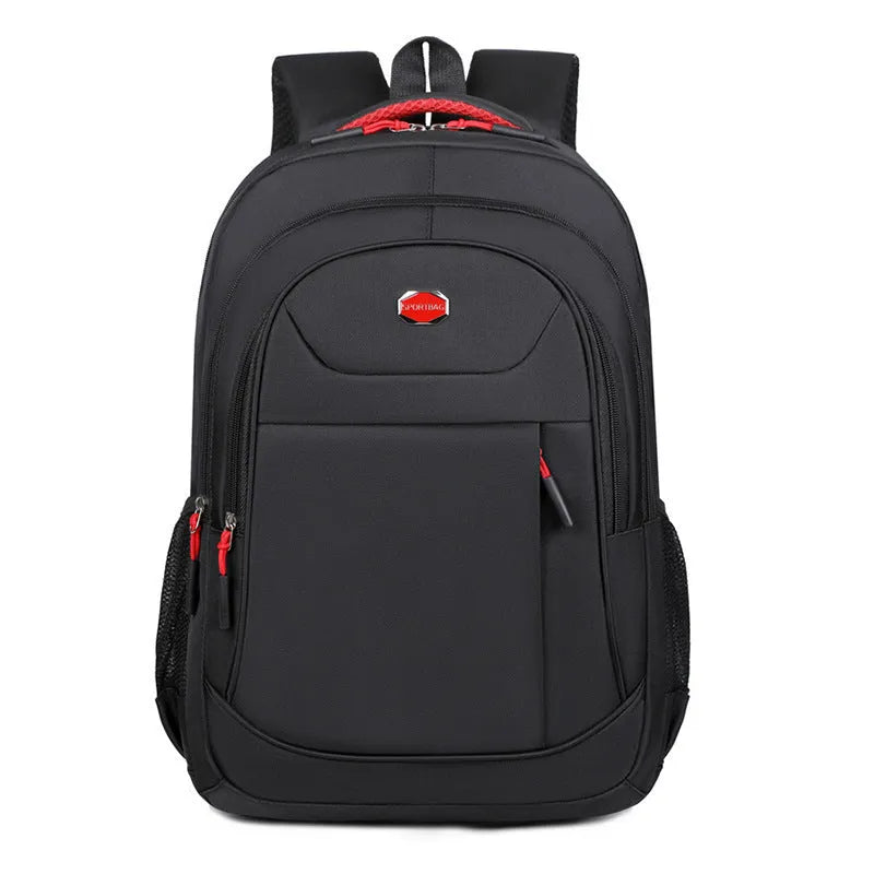 Oxford cloth student backpack with multi-layer storage compartments in black colour