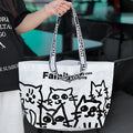 Waterproof PP woven handbag with colour printing for portable use.