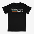 Men's black casual t-shirt with a 3D digital printed pattern and round neck.