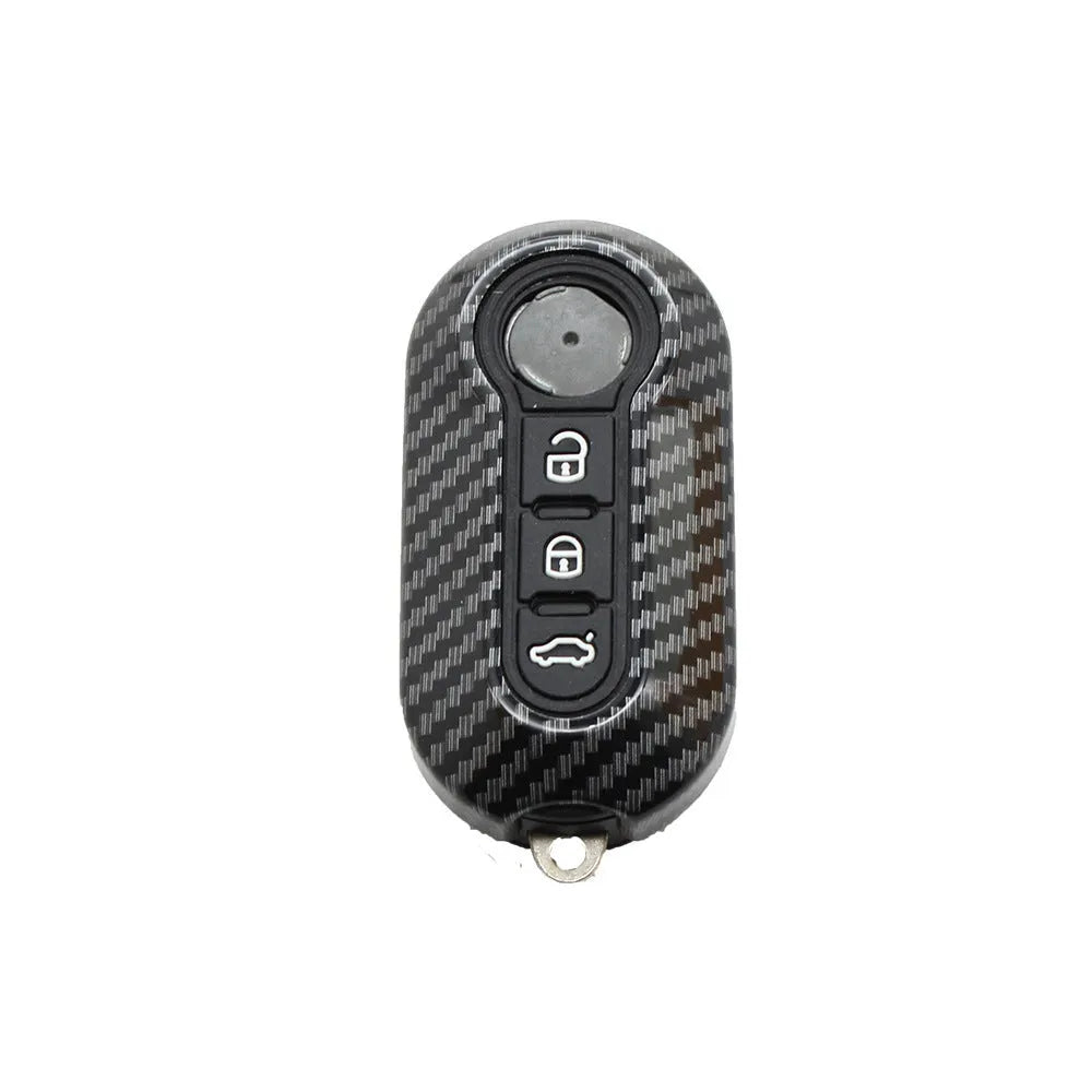 Carbon fibre design ABS key case for Fiat 500 Boyue Ottimo Viaggio in black, red, dark blue