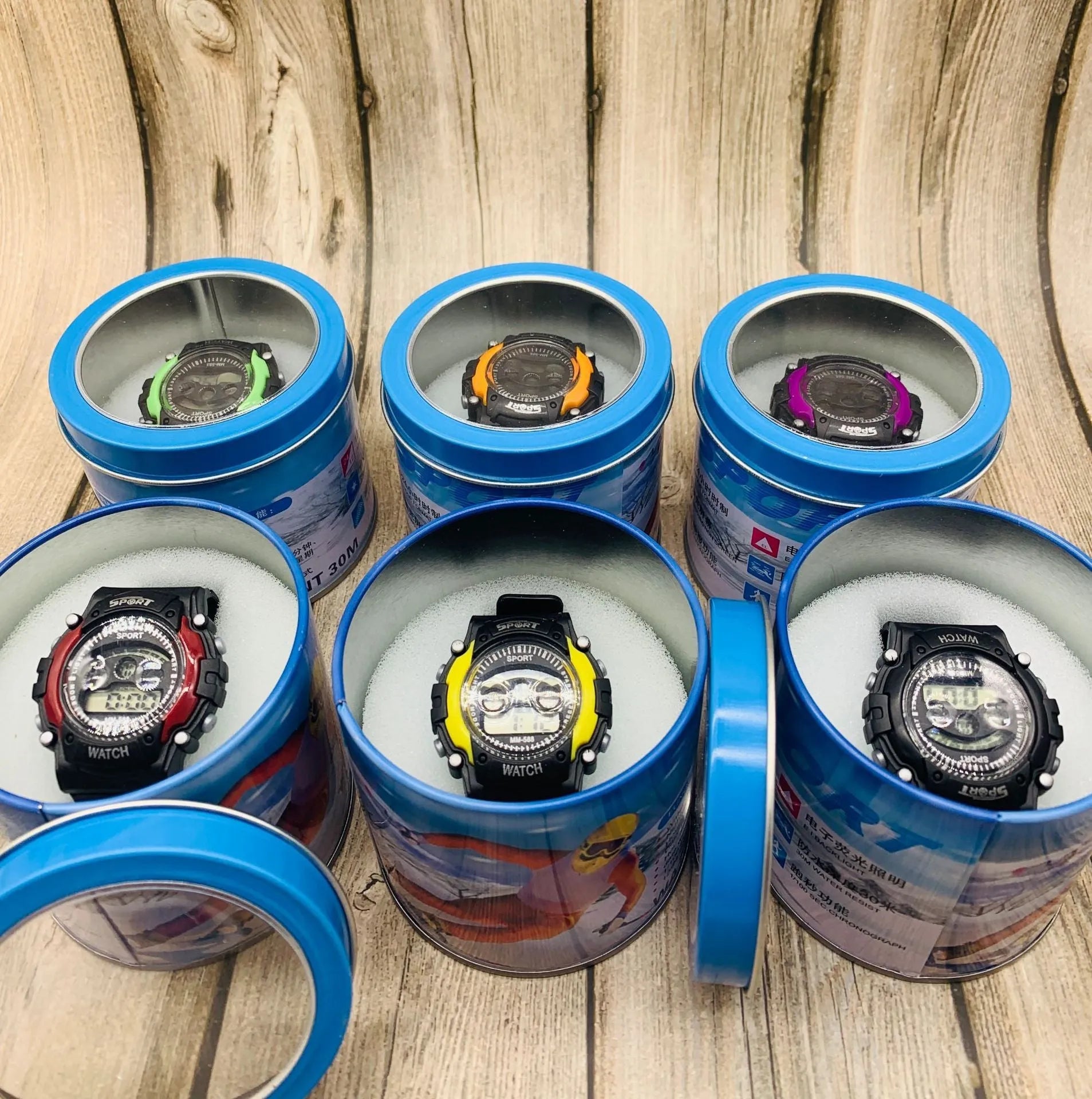Digital sports watch for children with silicone strap and large coloured dial