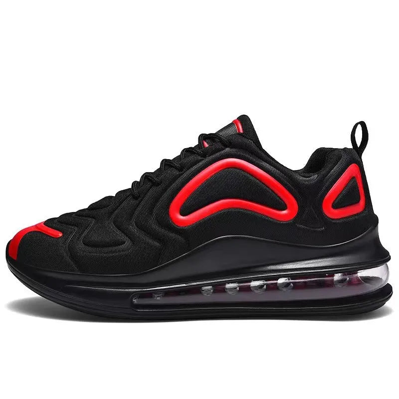 Men's black casual lace-up sneakers with artificial PU upper and thick sole