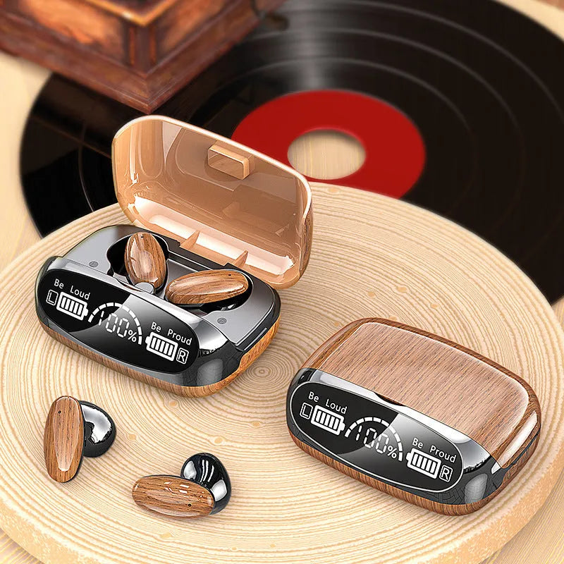 M35 wood grain TWS Bluetooth wireless headset with charging cabin
