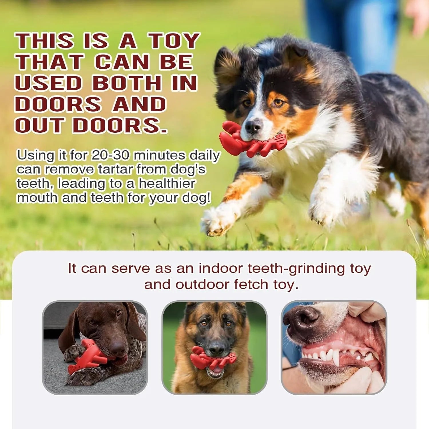 Red hard material dog chew toy for large aggressive chewers measuring 170mm