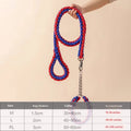 Nylon dog rope collar P chain set in black 1.2m length on surface with traction rope