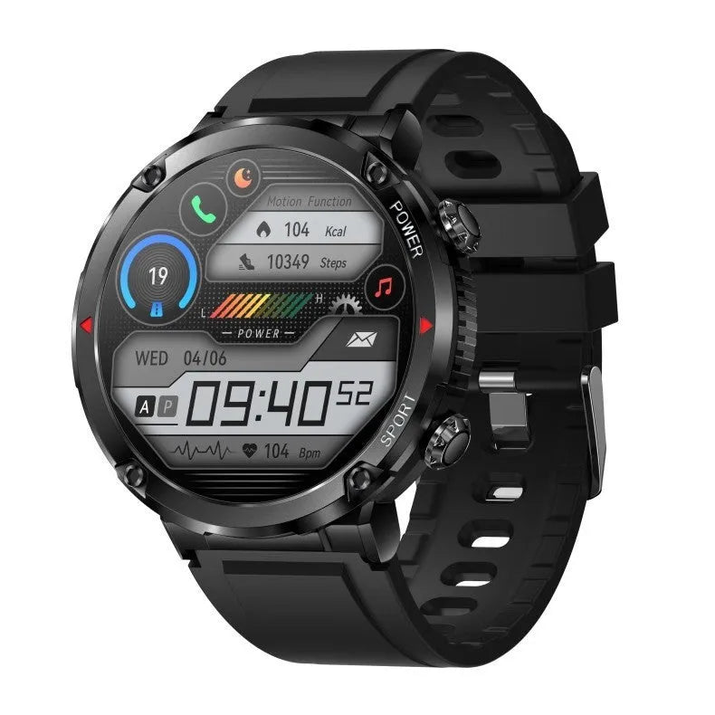 T30 Smart Watch with black silicone strap showing touch screen displaying time and heart rate.