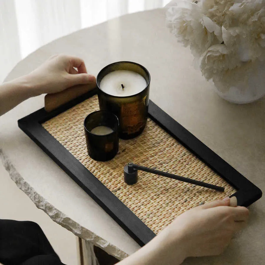 Pine wood dining tray with compartment elegant house design for tea room living room organisation