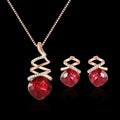 Women's jewellery set showing alloy necklace with water wave chain and matching earrings