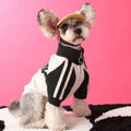Red wool-blend sports cardigan sweater for dogs on mannequin showing menswear styling