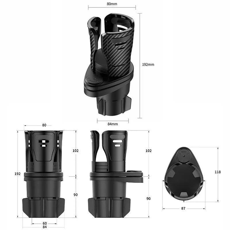 Second generation upgraded car cup holder modification kit with carbon fibre finish