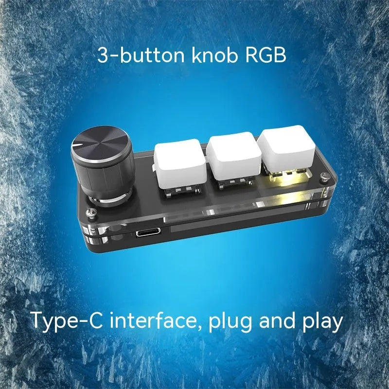Black programmable mechanical keypad with RGB backlighting for copy paste operations