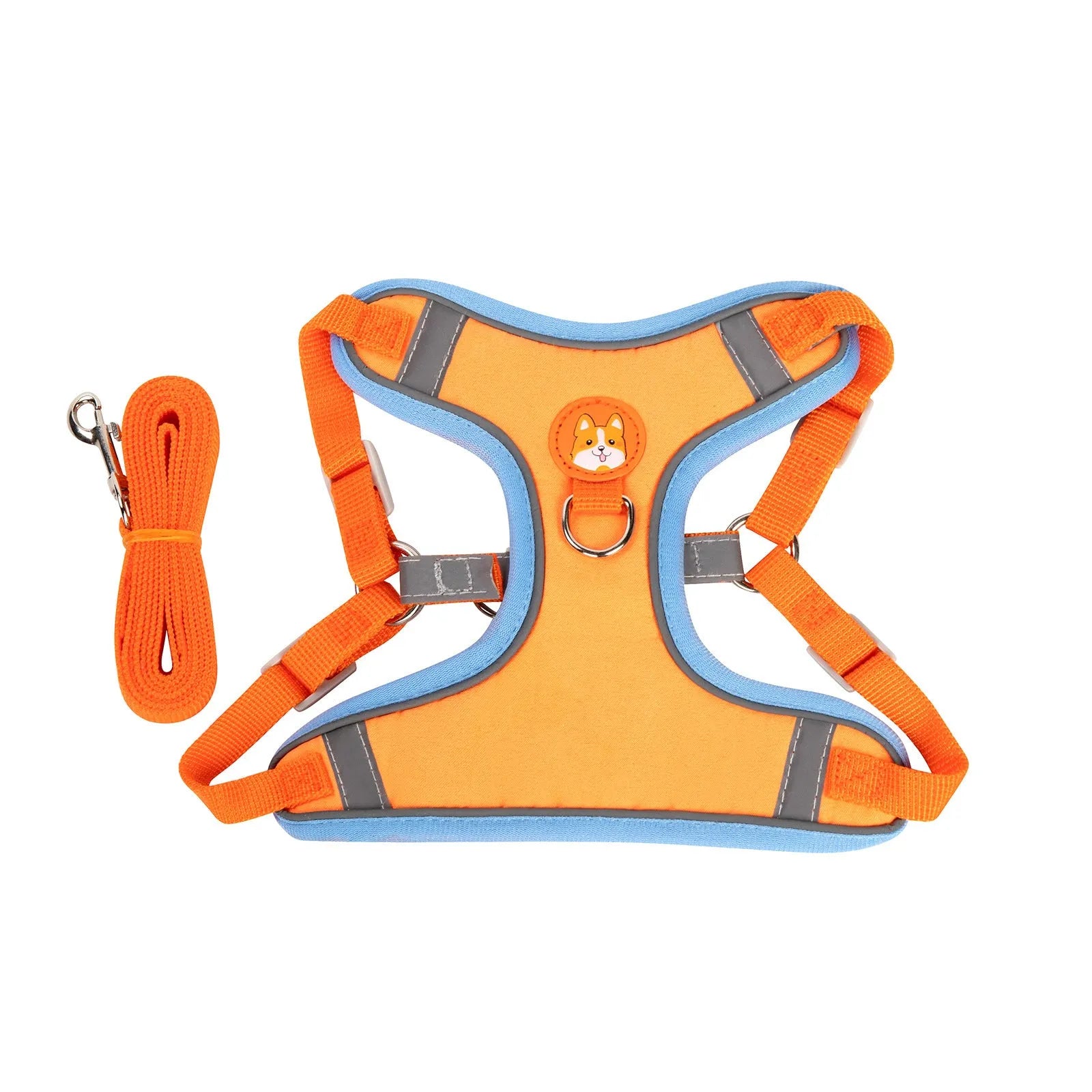 Adjustable dog haulage harness and rope set in multiple colours with chest strap