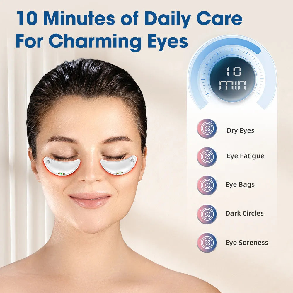 White wireless red light eye and facial massager with EMS therapy function