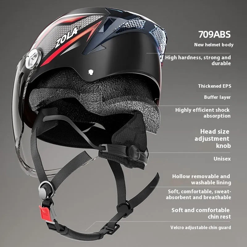 3C-certified ABS plastic half helmet for motorcycles with a double mirror visor, shown in a light brown colour variant.