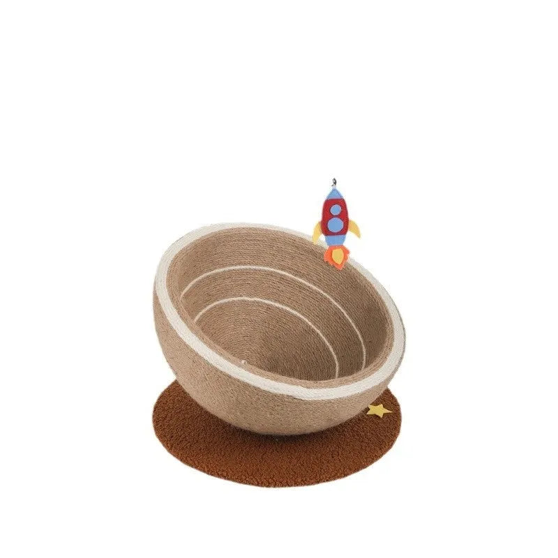 Large integrated cat scratching basin and flannel nest in starlight sisal colour