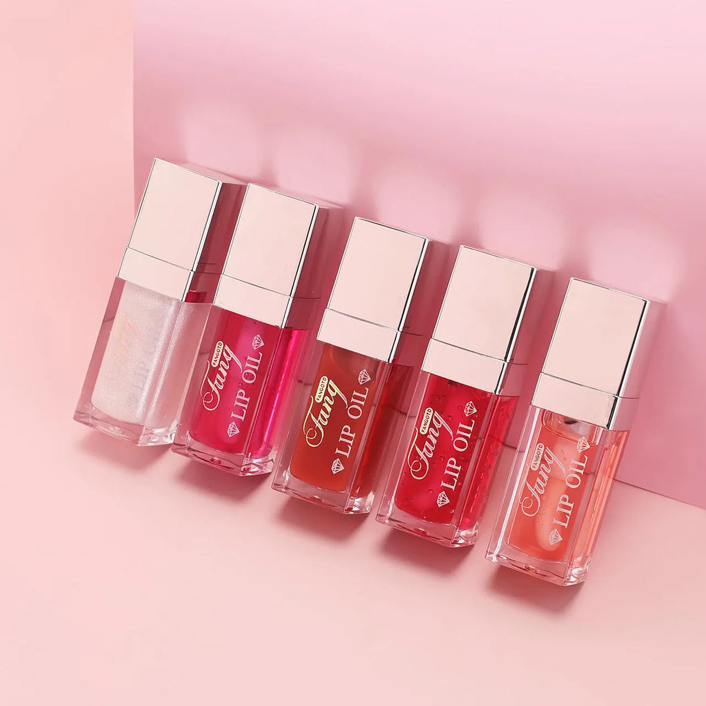 Bright Lip Gloss Mint Lipstick in five colour shades with included lip essence oil.