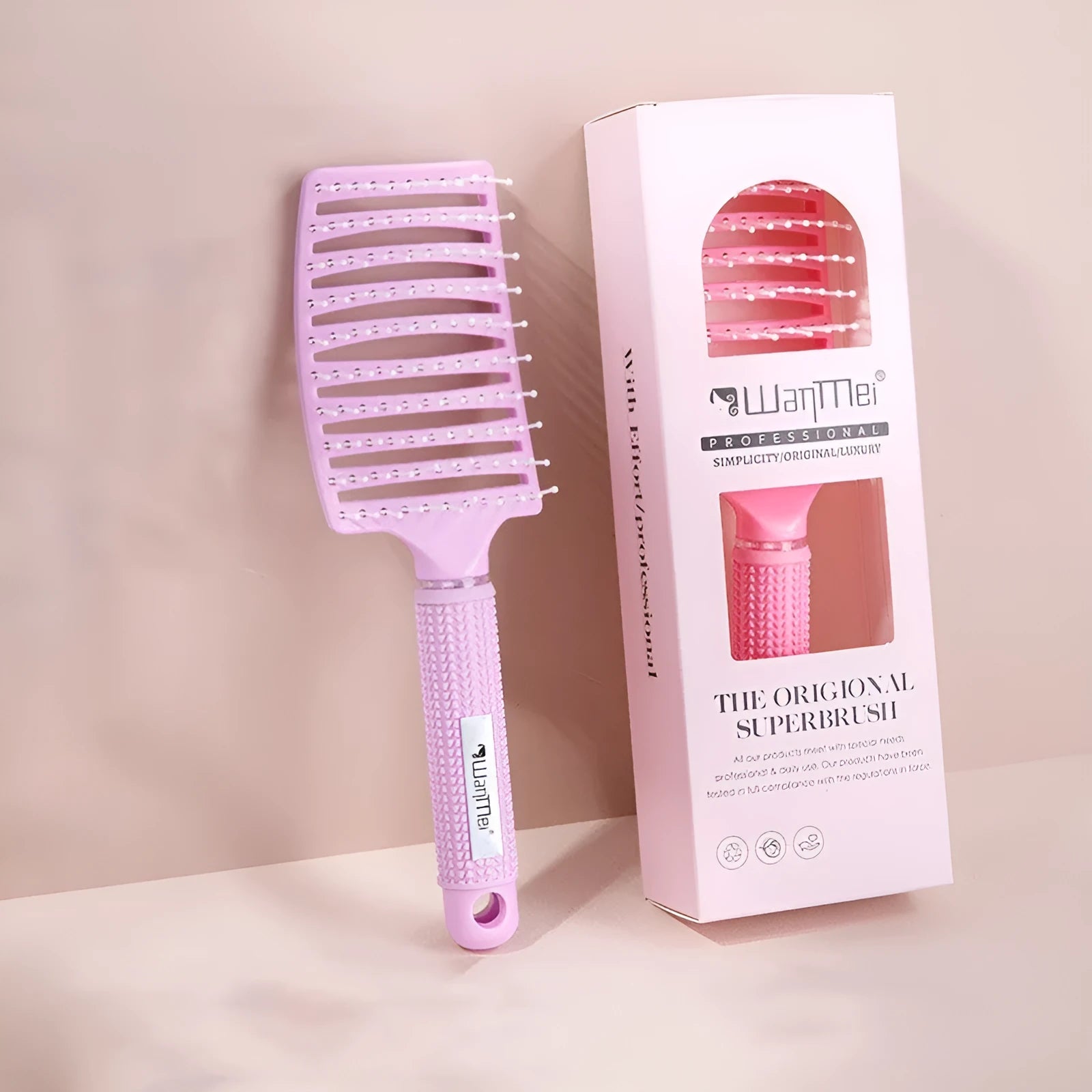 Jelly Color Large Hair Curling Comb in pink ABS nylon, over 20 cm long