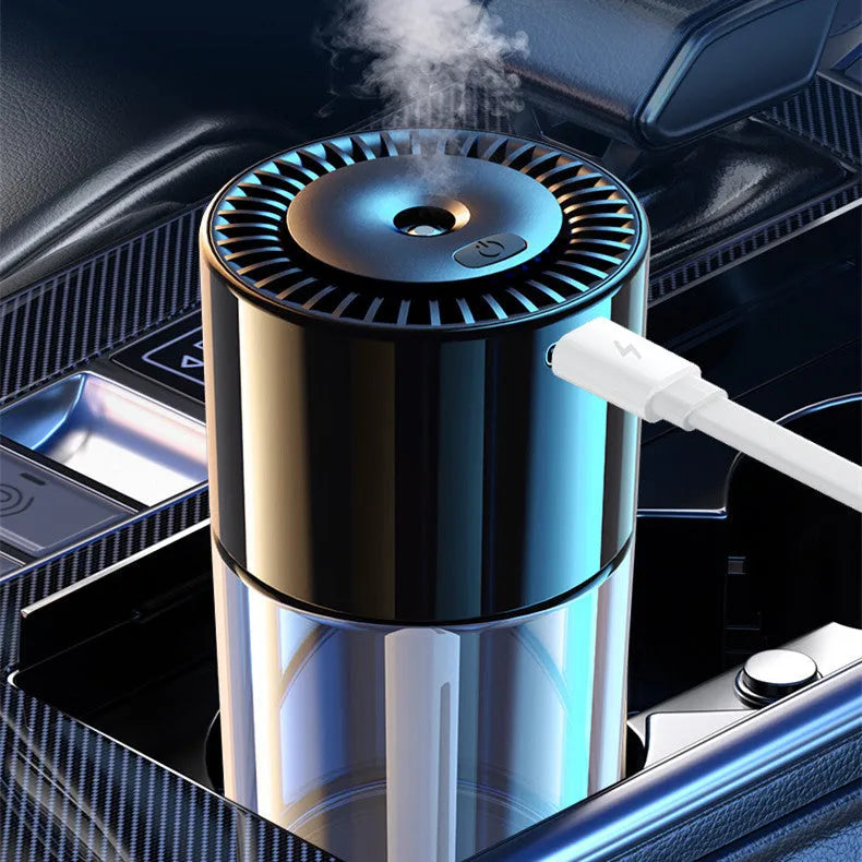 Glass perfume seat humidifier with USB plug, 12.7cm height, available in multiple fragrance colours