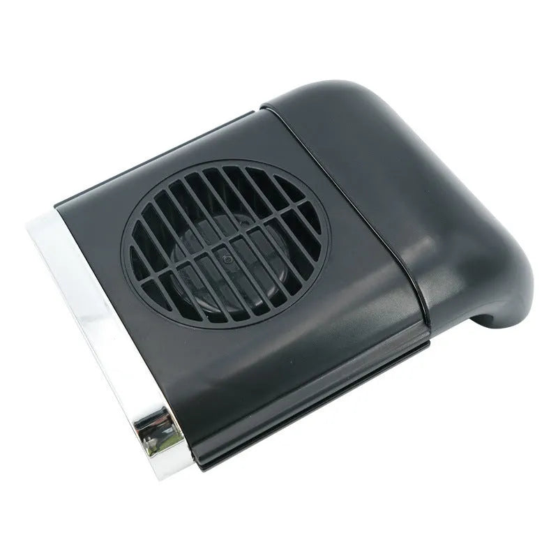 Black car seat cooling fan mounted on seat pillow rod with 3-speed adjustable USB and 50-inch cable