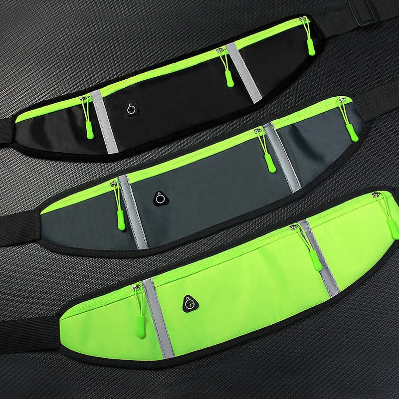 Sports waist bag with pocket, slim running belt in polyester, unisex design