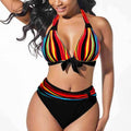 Women's colourful printed plus size bikini swimsuit in polyester spandex fabric