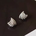 Geometric zircon earrings with platinum electroplating and line design