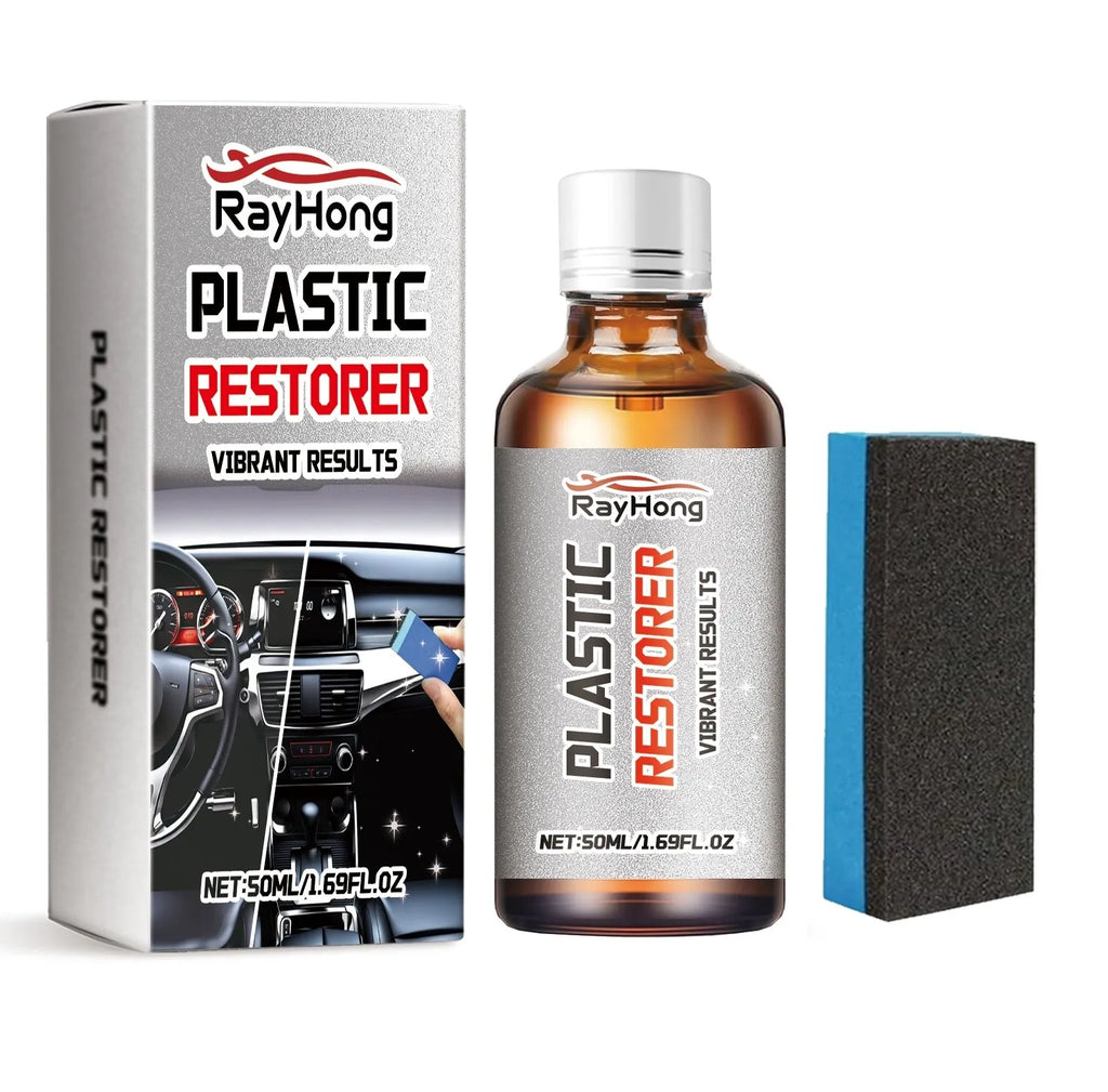 Vehicle plastic parts repair care solution 50ml bottle with sponge applicator for car trim restoration