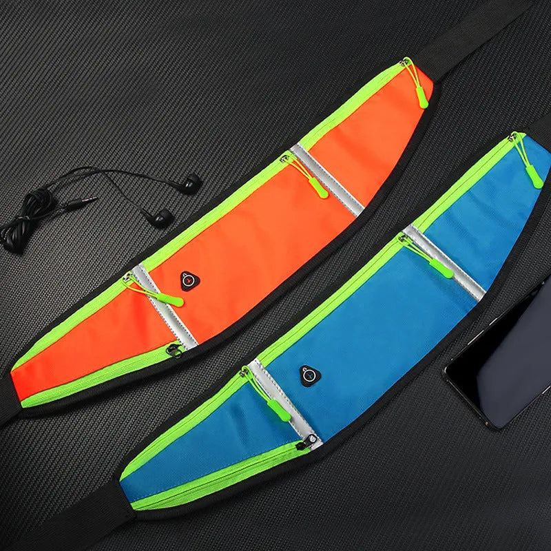Sports waist bag with pocket, slim running belt in polyester, unisex design