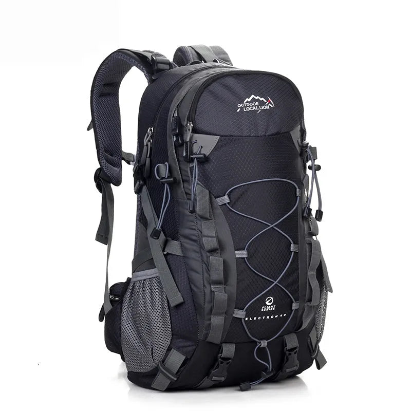 Green polyester outdoor backpack with straps, shown with a capacity of 20-35 litres for sports and travel.
