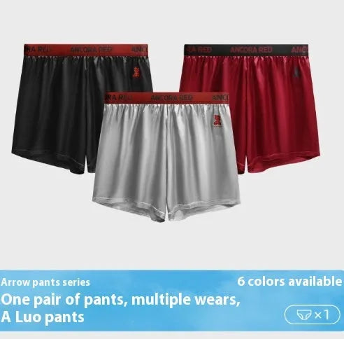 Solid colour men's polyester boxer briefs in six colours with mid-waist design