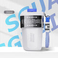 Blue 316 stainless steel portable coffee cup with 50mL capacity, shown with lid.