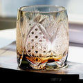 Crystal glass whiskey tumbler Japanese-style carved pattern grey tone 301-400ml capacity single glass