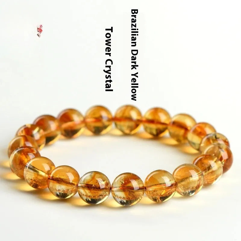 Natural yellow citrine bracelet with Asestelle beads in Brazilian yellow or violent yellow colour options.