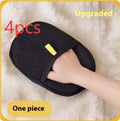 Black pet hair remover glove with dual-sided silicone bristles for grooming dogs and cats.