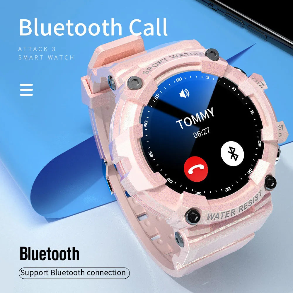 ATTACK 3 smart sports watch with round colour screen and black TPU strap