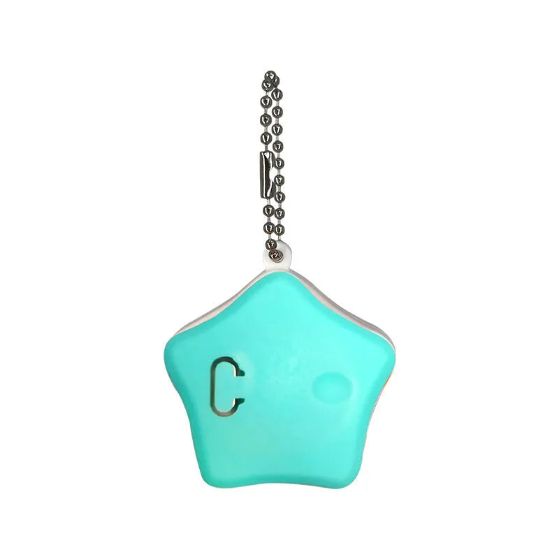 Blue rechargeable pendant dog walking light with silicone casing showing three lighting modes