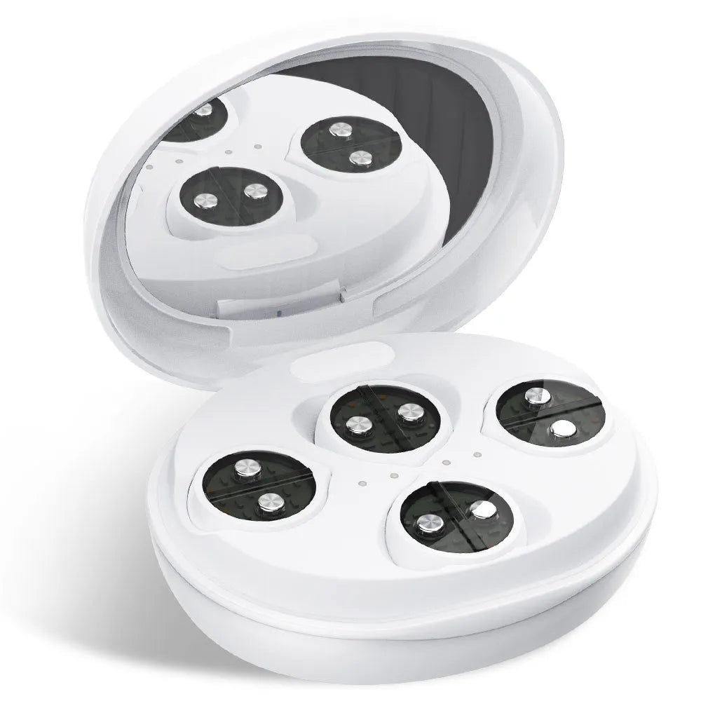 White wireless red light eye and facial massager with EMS therapy function