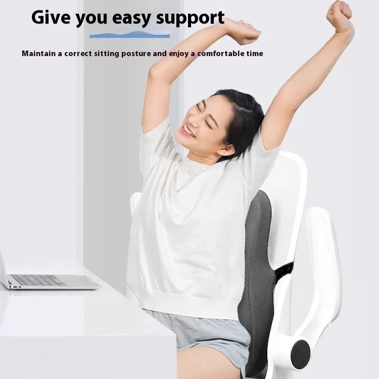 Office station chair lumbar support body in gray navy blue or pink with 40x40x8cm dimensions and polyester fiber filling
