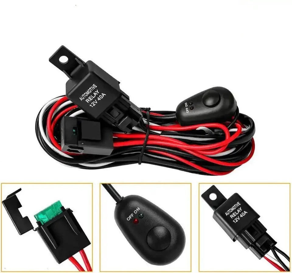 One drag two 2 metre silicone automotive LED work light wiring harness with connectors