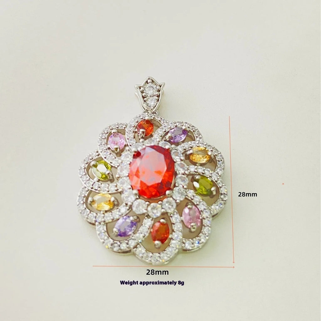 Women's zircon floral pendant necklace with electroplated finish in gold, champagne gold or platinum colour