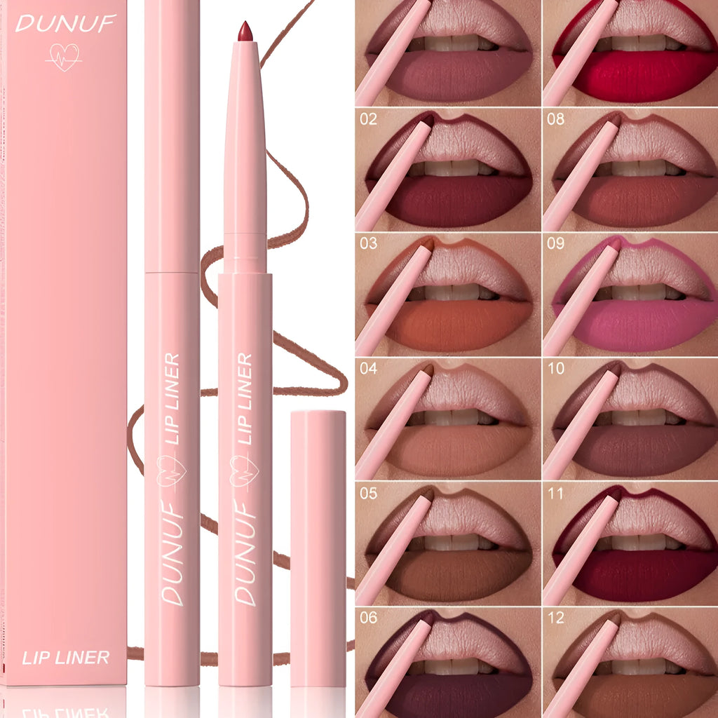 Velvet matte lip liner pencil in various colour numbers for easy makeup application