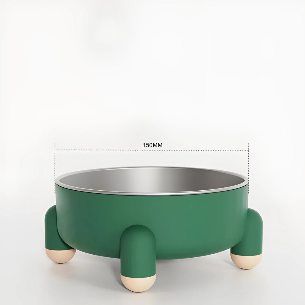Stainless steel pet bowl with non-slip base in pink, white or green colours