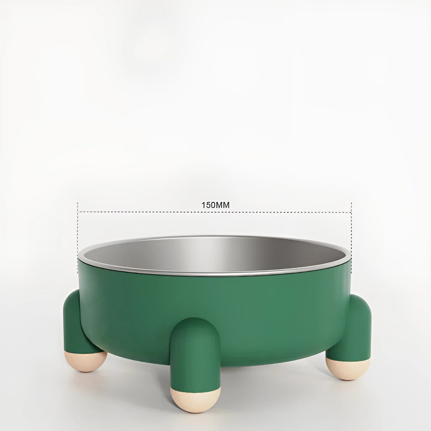 Stainless steel pet bowl with non-slip base in pink, white or green colours